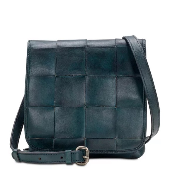 Patricia Nash Handbags - Patricia Nash Granada Green Woven Distressed Leather Messenger Crossbody Bag